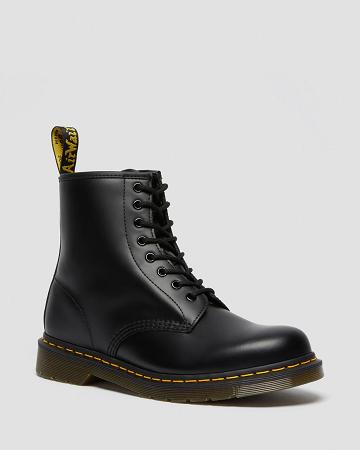 Black Men's Dr Martens 1460 Smooth Leather Lace Up Boots | CA 536VRW